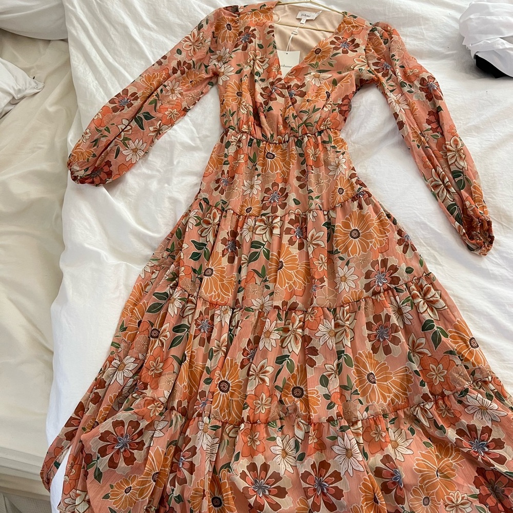 Orange floral maxi dress